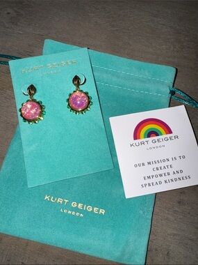 Kurt Geiger Regency Gold-Tone Earrings with Pink Opal Centers